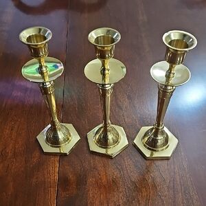 Elegant Gold Brass Candlestick Holders